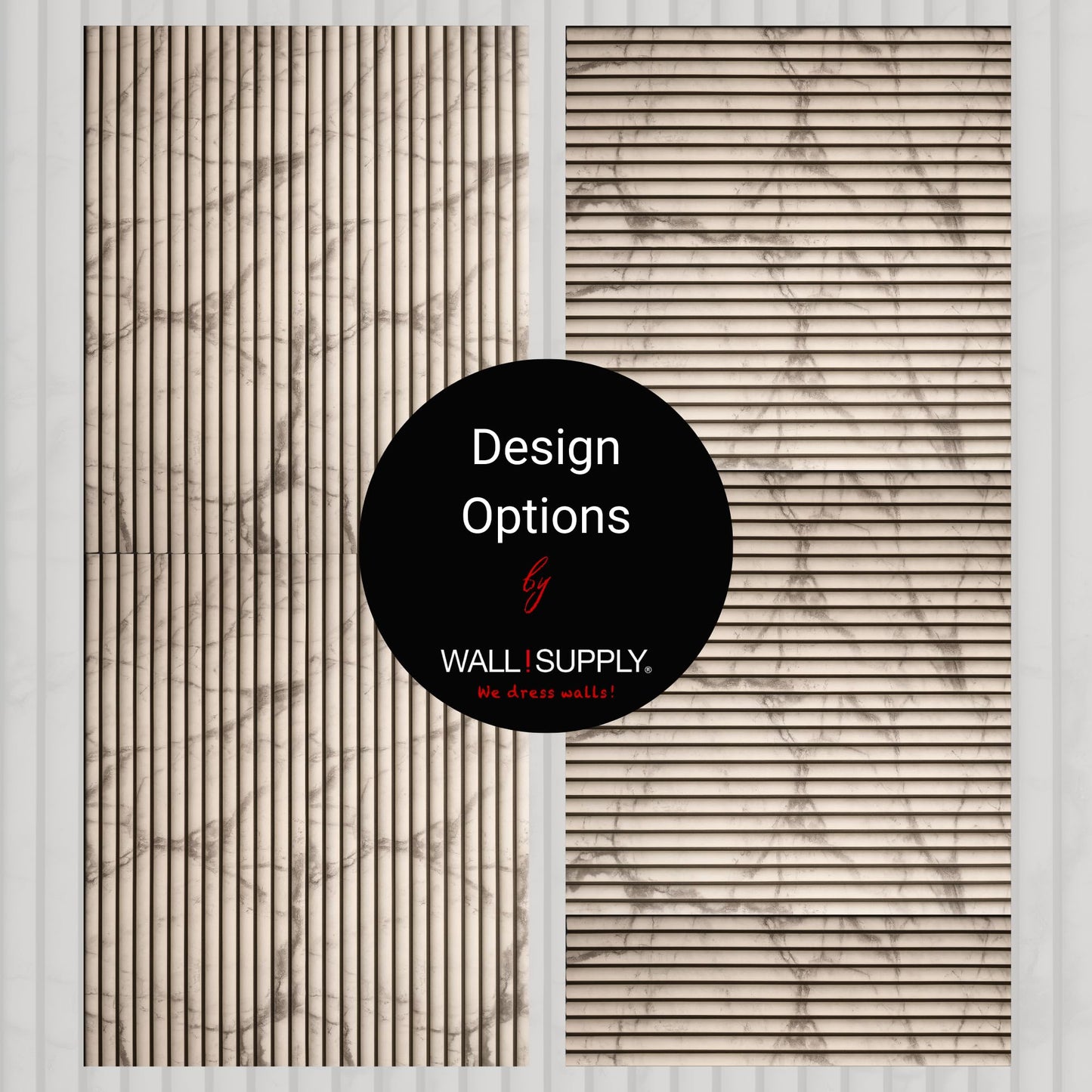 Wall!Supply 3D Wall Panels – Faux Marble Round Slatted – Home Decor Wallpaper Alternative for Living Room, Bedroom & Office – Easy DIY Installation – 4 Pack, Covers 24.96 Sq Ft