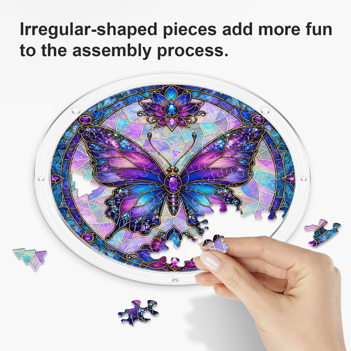 AOSERI Acrylic Puzzle Suncatcher Window Hanging, Purple Butterfly Sun Catchers DIY Crafts Puzzle for Adults Home Garden Decor Gifts for Women, Men, Wife, Mom-8.2 in