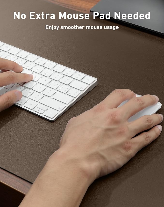 Aothia Faux Leather Desk Mat - Large Mouse Pad, Non-Slip PU Leather Blotter, Waterproof Writing Surface for Office and Home (Coffee, 42" x 17")