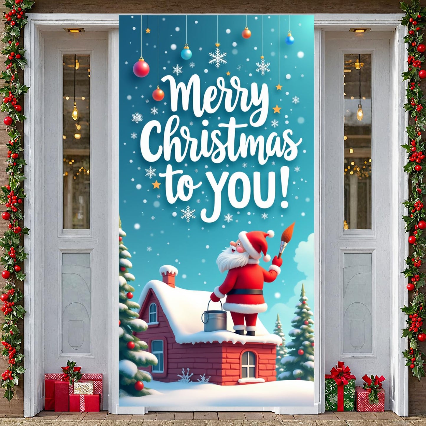 Christmas Holiday Festive Holiday Sign Christmas Wall Art Gold Bells Seasonal Banner For Seasonal Event Party Decoration