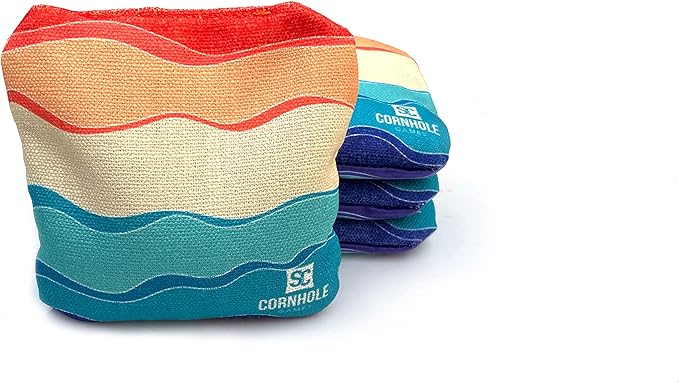 Professional Dual Sided Cornhole Bags- 16 oz 6x6 w/Premium Resin Fill - Official Tournament Slide/Stick Pro Bean Bags - Regulation/Approved