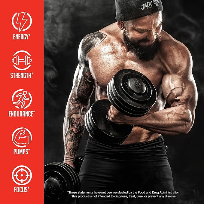 JNX SPORTS The Curse! Pre Workout Powder for Men & Women, Caffeine, Beta-Alanine, Creatine, L-Citrulline, 50 Servings, Sour Candy Flavor ??Boost Energy, Strength & Focus