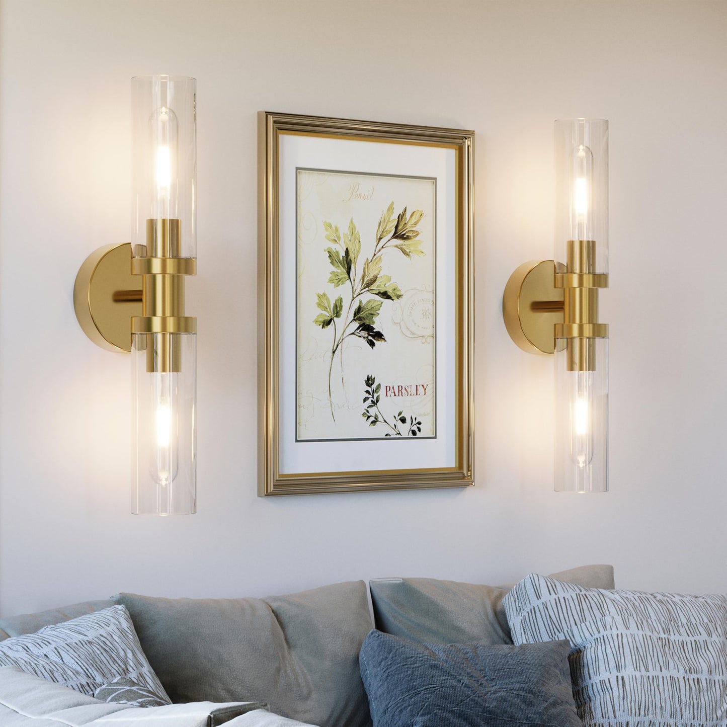 Rayogale Battery Operated Wall Sconces Set of 2, Rechargeable Wireless Wall Lights Remote Control, 10000mAh Not Hardwired Timer Dimmable Wall Lamps for Living Room Bedroom Entryway Gold 16.5 Inch