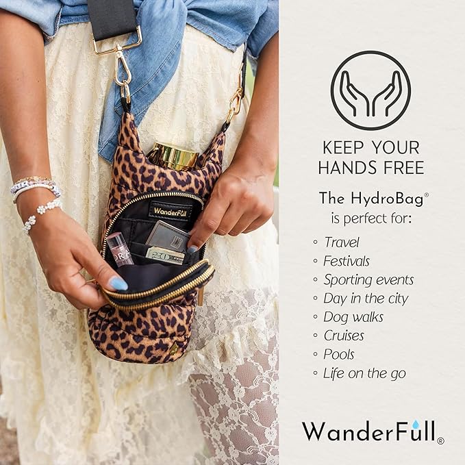 WanderFull® Original HydroBag® Collection, Water Bottle Holder w/Strap & Phone Pocket, Hands-Free Crossbody Water Bottle Bag