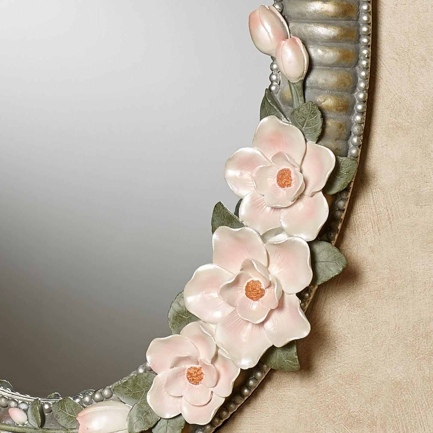 Touch of Class Magnolia Elegance Oval Wall Mirror Champagne Gold | Floral Style Mirrors for Bedroom, Living Room, Bathroom