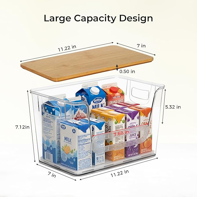 2 Set Pantry organizers and Storage,Trash Bag Holder Under sink Organizer for 4-13 Gal Bags,Trash Bag Dispenser with Bamboo Lids and Stackable Clear Bins for Potato, Onion, Garlic, Fruit, Vegetables
