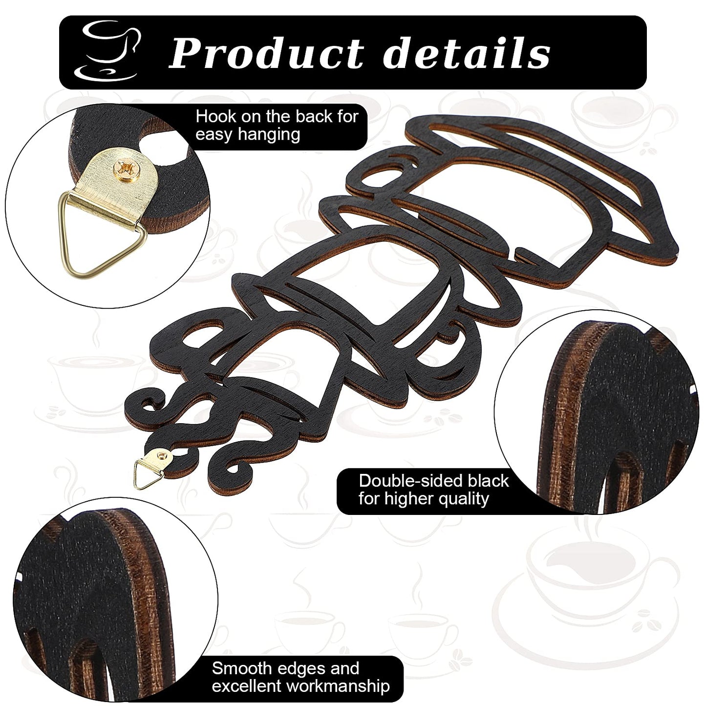 Jetec 2 Pieces Coffee Wall Decor Black Cup Silhouette Kitchen Wall Art Decor Coffee Bar Accessories