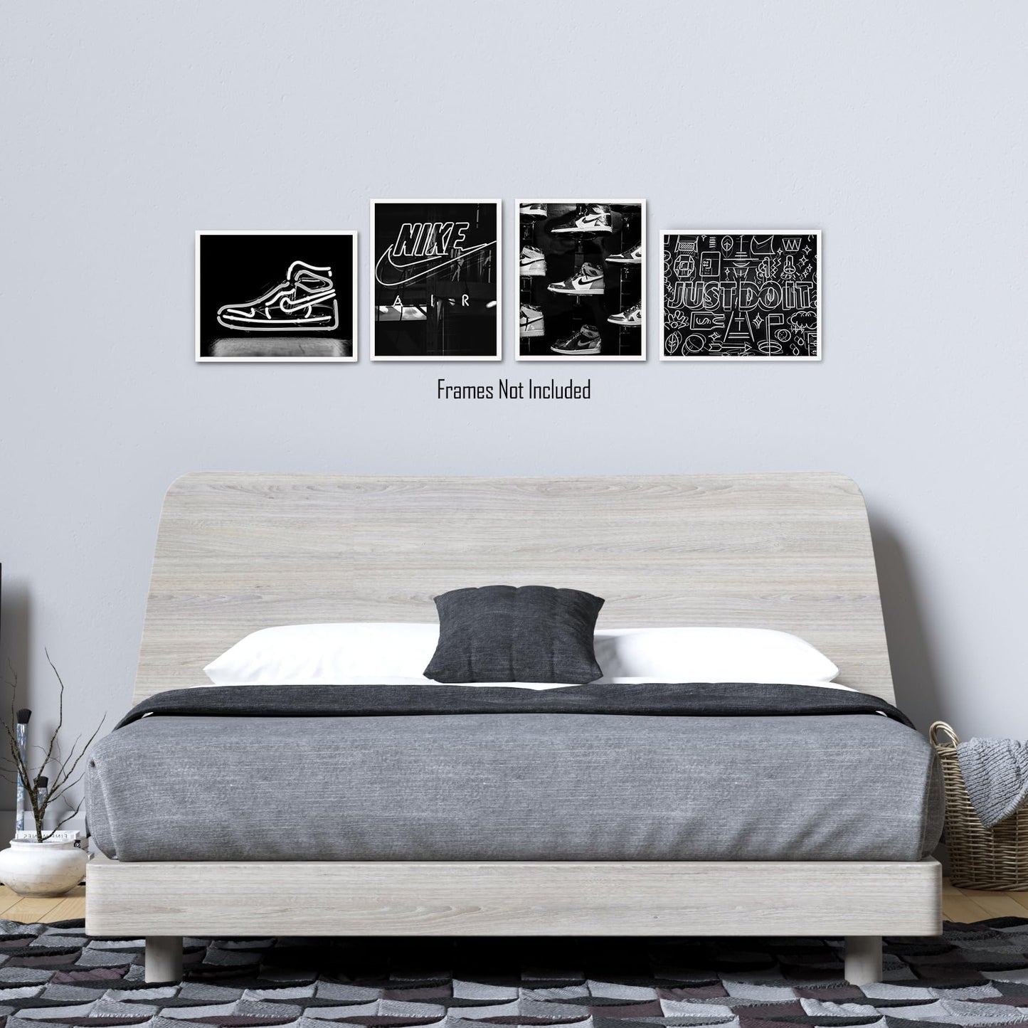 Generic Sneaker Posters (UNFRAMED 8 x 10 Set of 4) Hypebeast Wall Art Shoe Decor Sneakerhead Room Decor Air AJ Teen Boy Room Girl Room Wall Art Prints - Black and White Sneakers QUAD