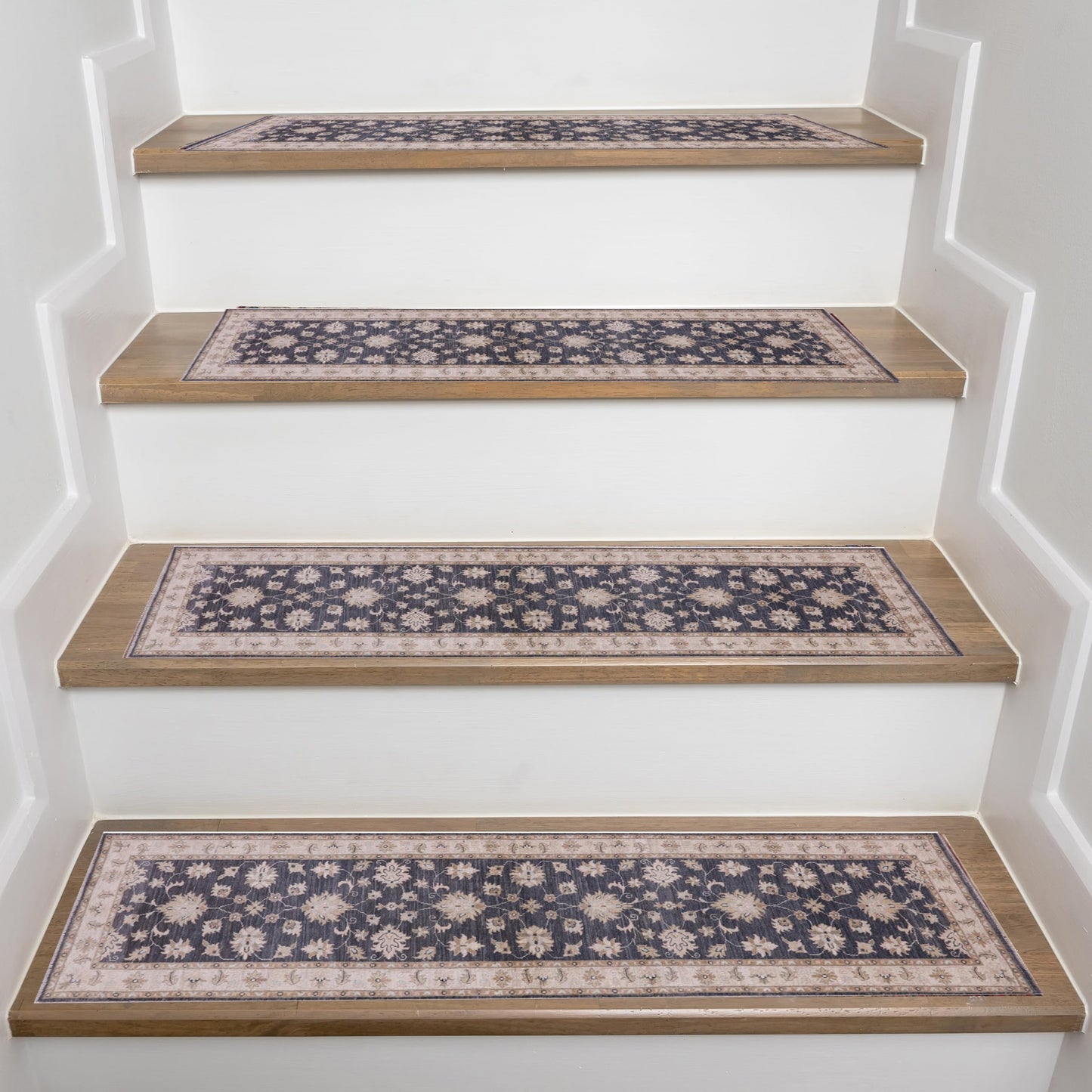 EASTERNRUGARTS Rug Carpet Stair Treads 8x28 for Wooden Steps, Stair Step Runner Rug, Non-Slip Washable Stair Tread Runner Rug, Boho Farmhouse Wood Turkish Stair Rug (1, Color-2)