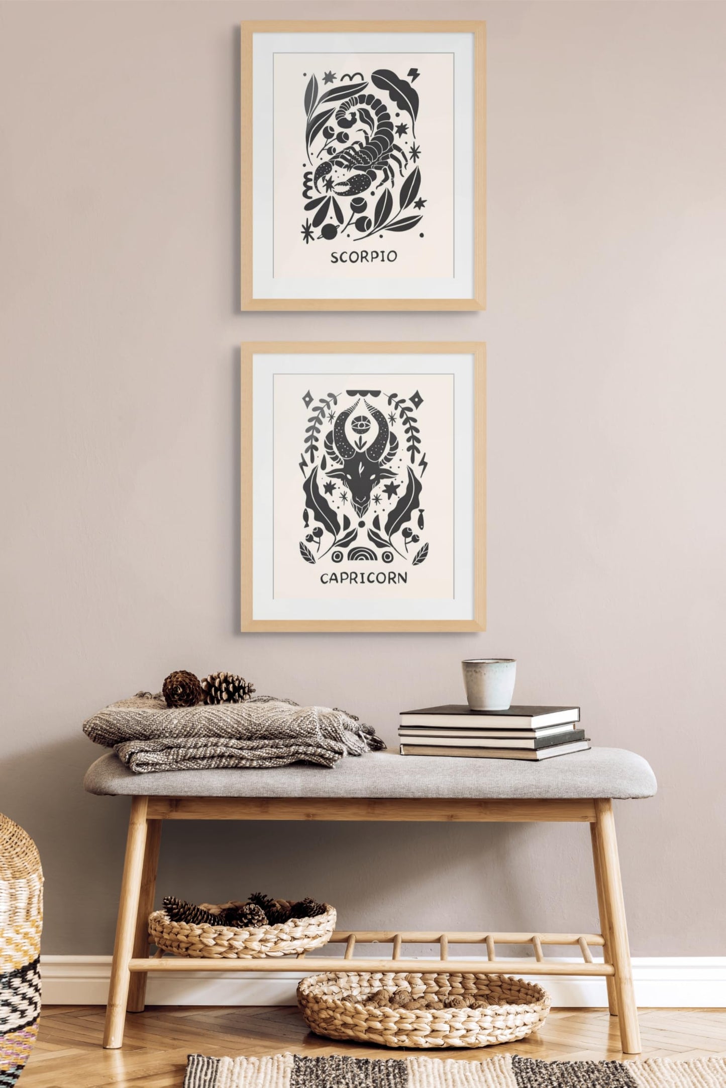 Everyday Designs Zodiac Wall Art - Scandinavian Astrology Decor, Celestial Wall Art, Zodiac Signs, Constellation Poster, Celestial Decor, Horoscope Posters - Unframed Set of 12 (11x14”) Prints