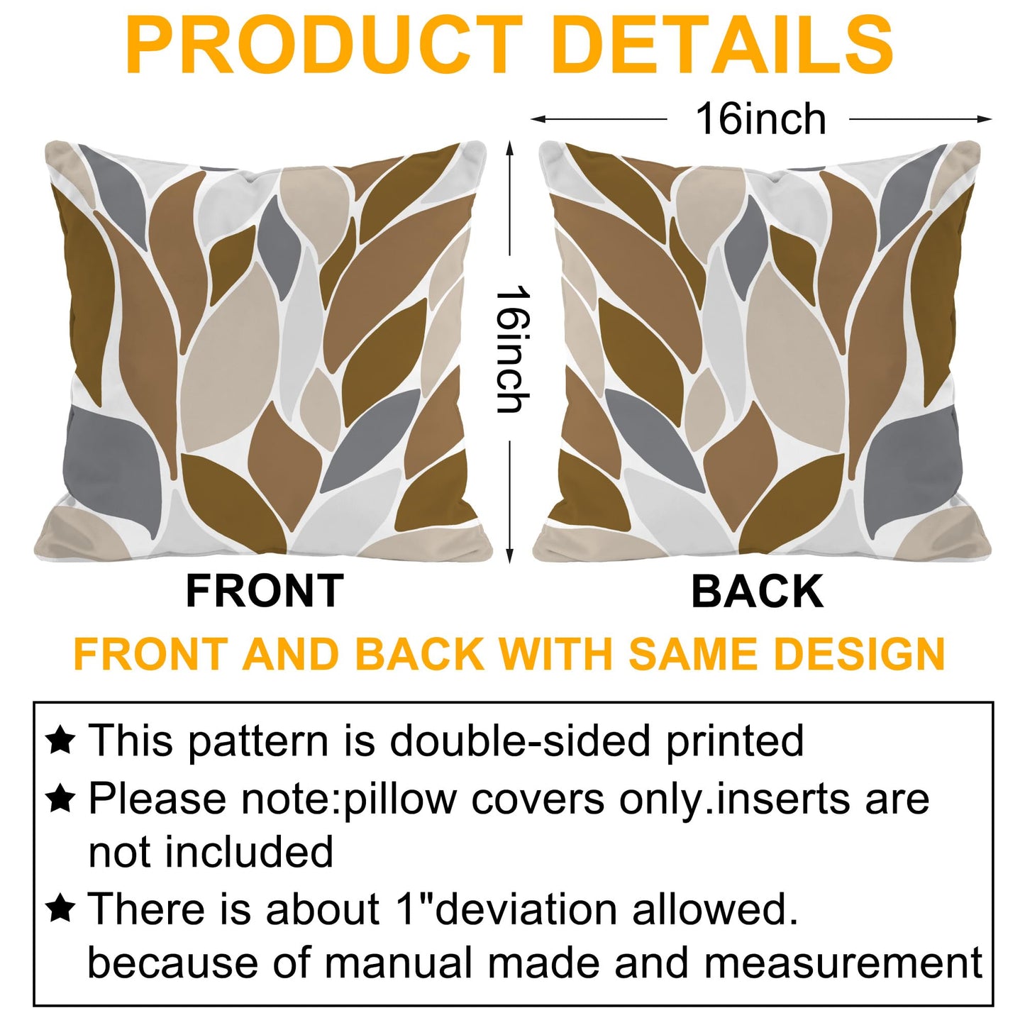 JSKLKGHN Throw Pillow Covers Dahlia Floral Flowers Petals Set of 2 Cozy Pillow Case for Couch Bed Sofa Farmhouse Decoration Brown Gray,16x16 Inch