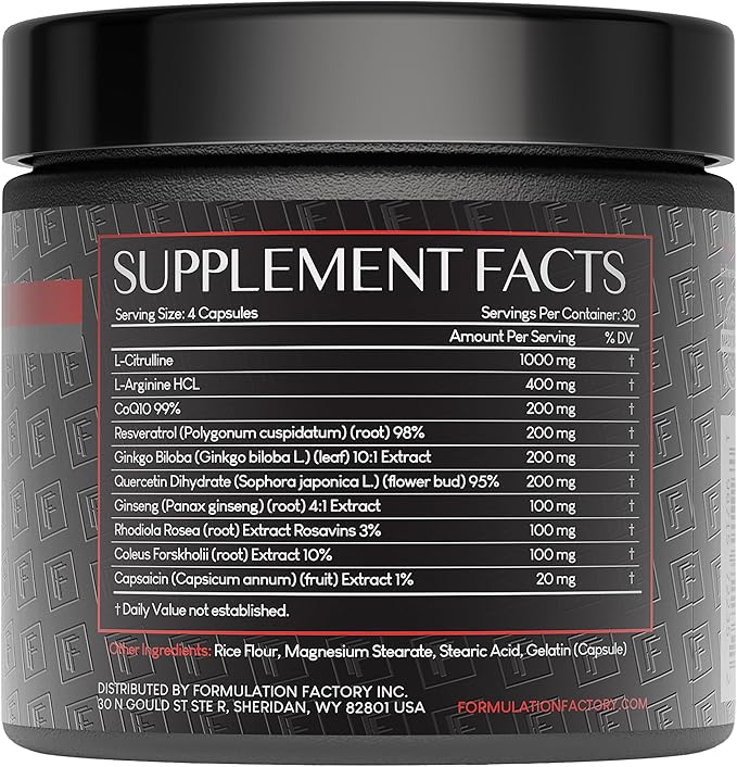 Heart of Steel: 10-in-1 Metabolic Maximizer Nitric Oxide Supplement, Blood Pressure Support, L Arginine, L Citrulline Natural Pre-Workout: Energy Management 120 Count
