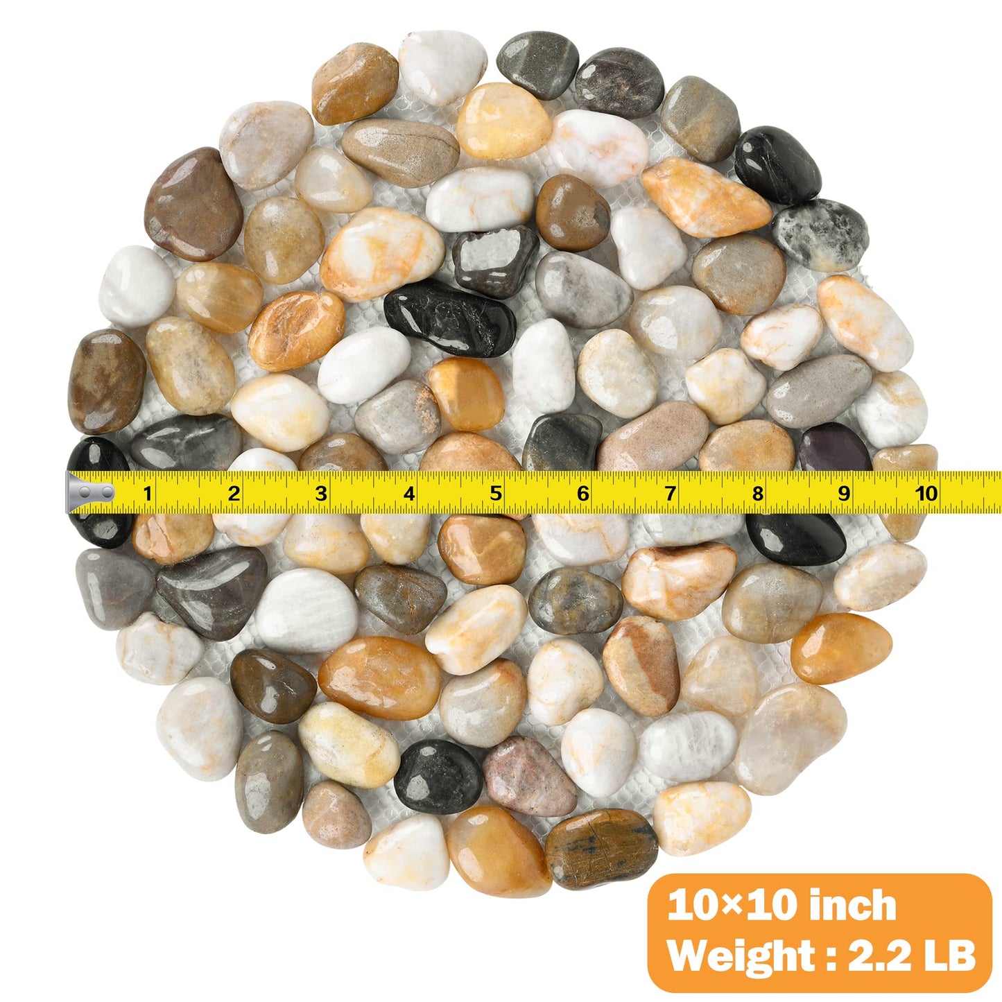 River Rock Stepping Stones Outdoor for Garden Walkway, 10 inch Diameter 6 Pcs Round Shape Paver Step Stones Polished Pebble River Stone Mat for Yard Lawn Patio Pathway Walk Way - Multi-color