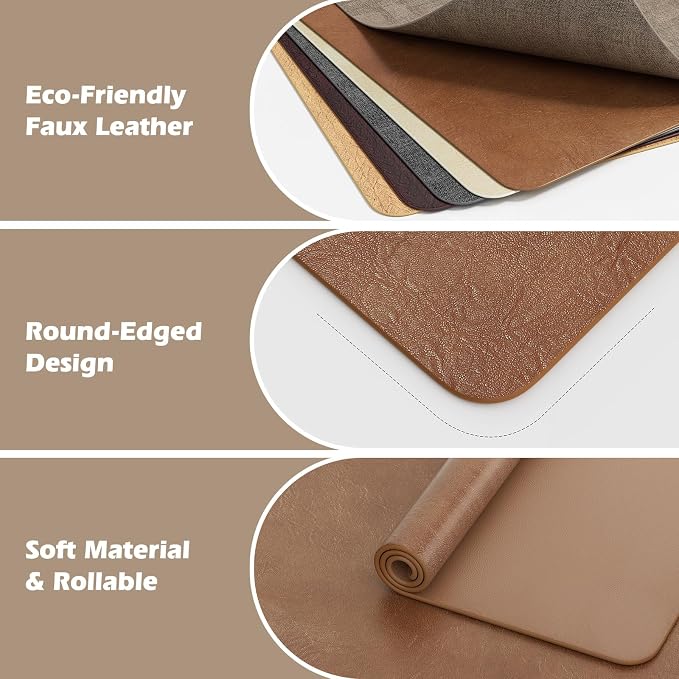 Aofmee Faux Leather Placemats Set of 6 - Waterproof - Wipeable - Washable - Heat Resistant - Anti Slip Stain Resistant Kitchen Dining Table Place Mats, Suitable for Indoor & Outdoor Use, Easy to Clean