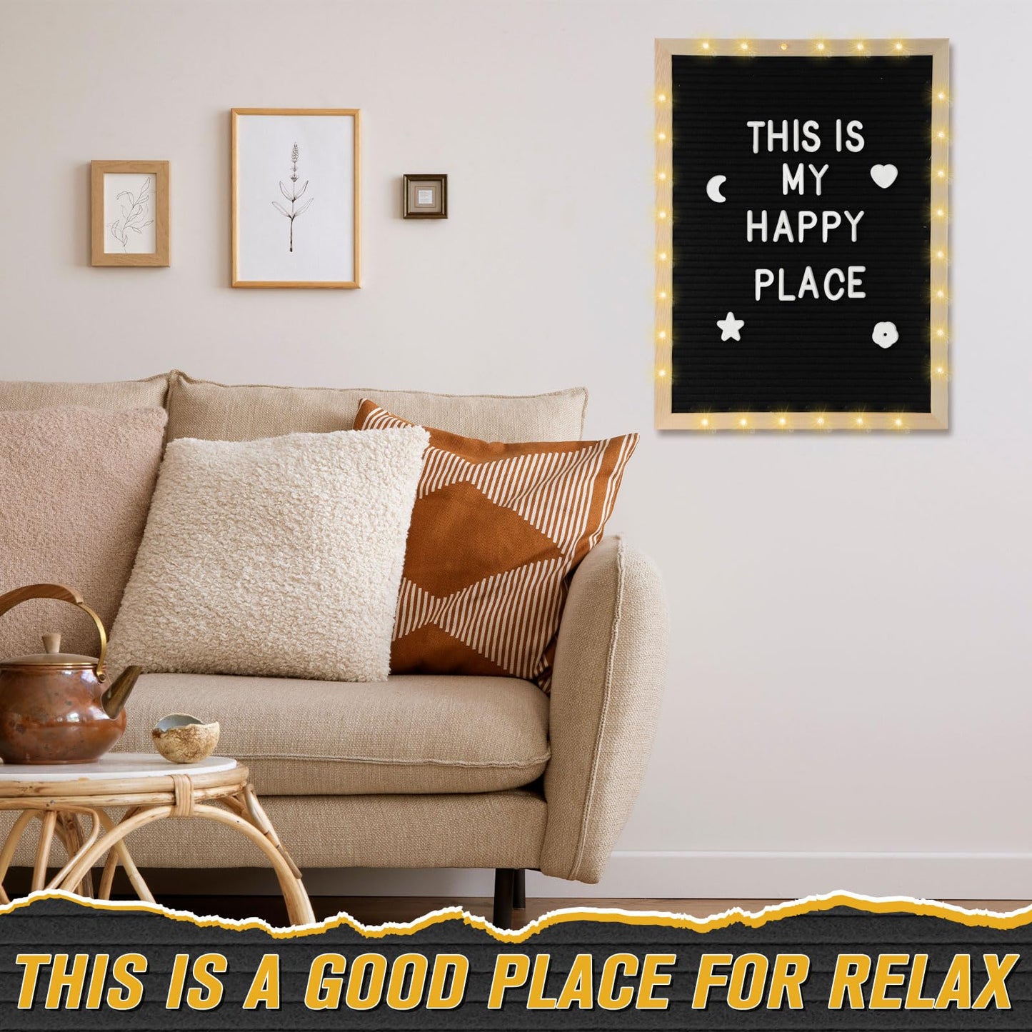 wearage 12x16 Inch Changeable Felt Letter Board with LED Lights, Message Custom Felt Letter Board with Wooden Stand and 300 Letters for Pregnancy Announcement Classroom Decor Poster (Black)