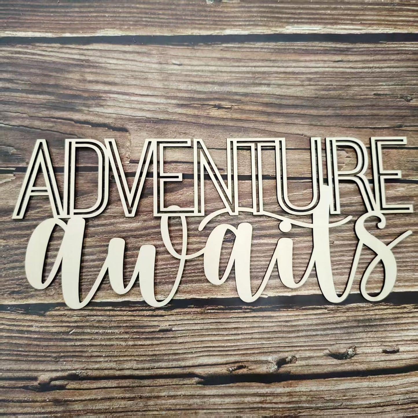 Wooden Adventure Awaits Backdrop,Baby Shower Party Decoration for Travel Themed Birthday Party Decoration Photography Background(15.75×6.69in)