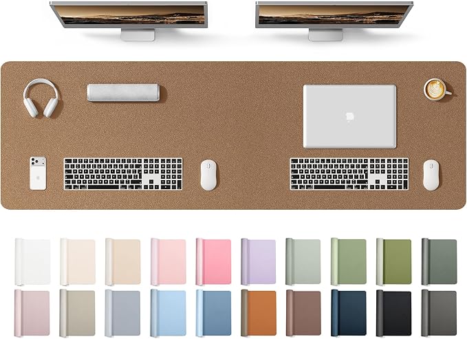 YSAGi Leather Desk Protector, Office Mat, Large Mouse Mat, Non-Slip PU Leather Blotter, Laptop Desk Mat, Waterproof Writing Pad for Office and Home(Shiny Bronze, 63" x 17.2")