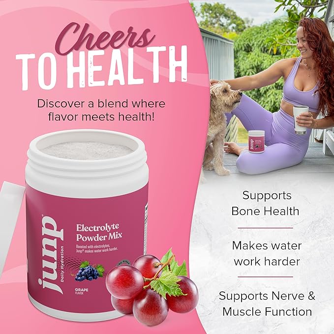 JUNP Electrolytes Powder No Sugar No Carbs – Vine Ripened Grape Keto Electrolyte Drink Mix - Potassium & Salt Hydration Powder Electrolytes Zero Calorie Sugar Free Electrolyte Powder, 90 Servings
