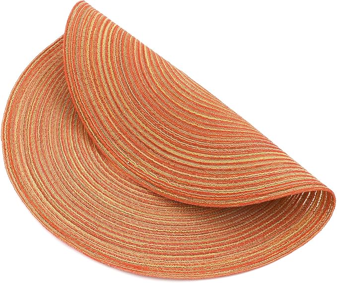 SHACOS Round Placemats Set of 4 Woven Braided Place Mats Table Placemats 15 inch Circle Place Mats Easy to Clean Table Mats Indoor Outdoor, Fall Color Mix