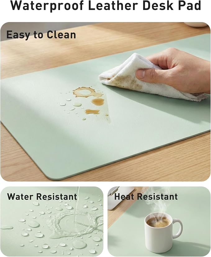 Aothia Faux Leather Desk Mat - Large Mouse Pad, Non-Slip PU Leather Blotter, Waterproof Writing Surface for Office and Home (Aqua, 40" x 24")