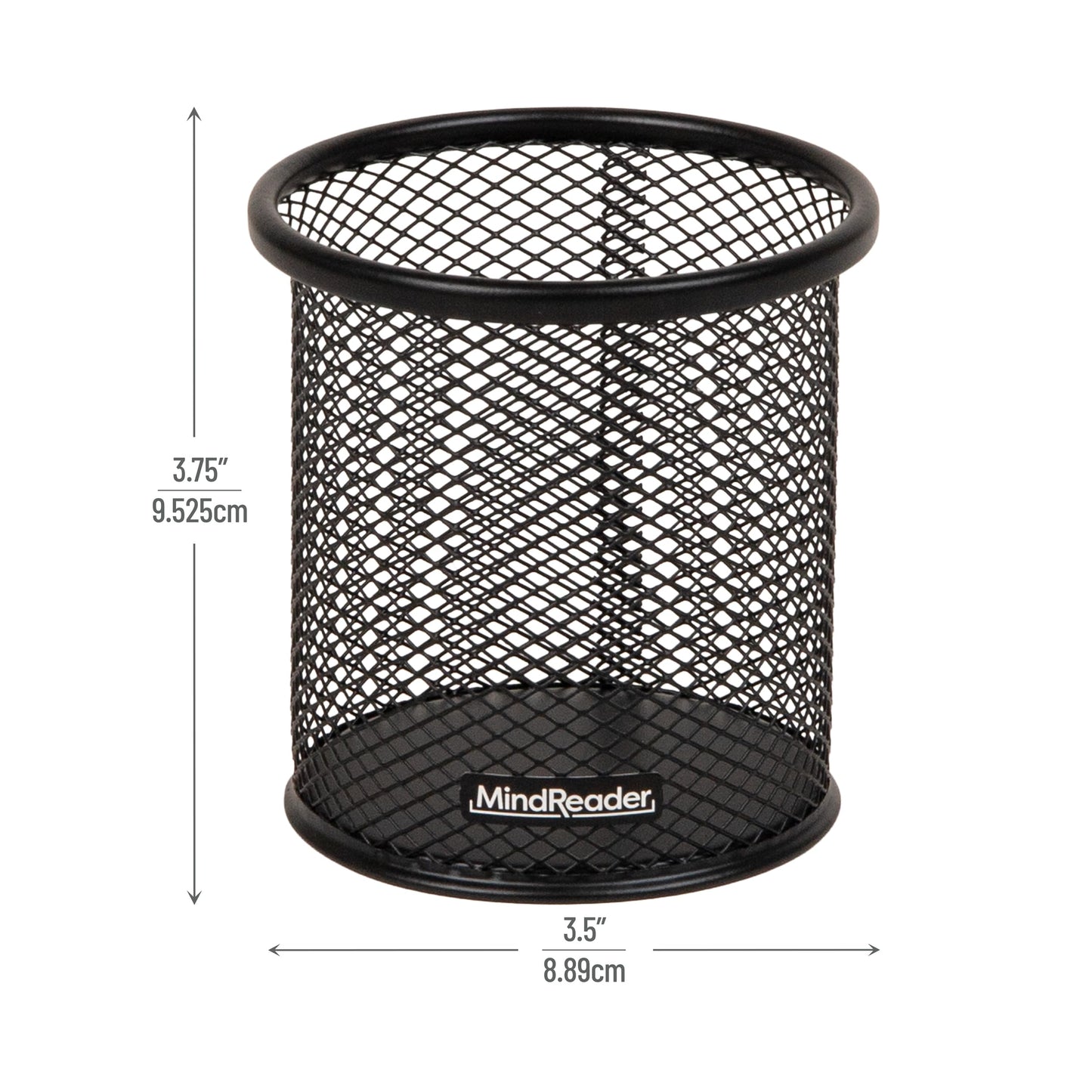 Mind Reader Pen and Accessories Holder, Desktop Organizer, Office, Metal Mesh, 3.5"L x 3.5"W x 3.75"H, Set of 3, Black