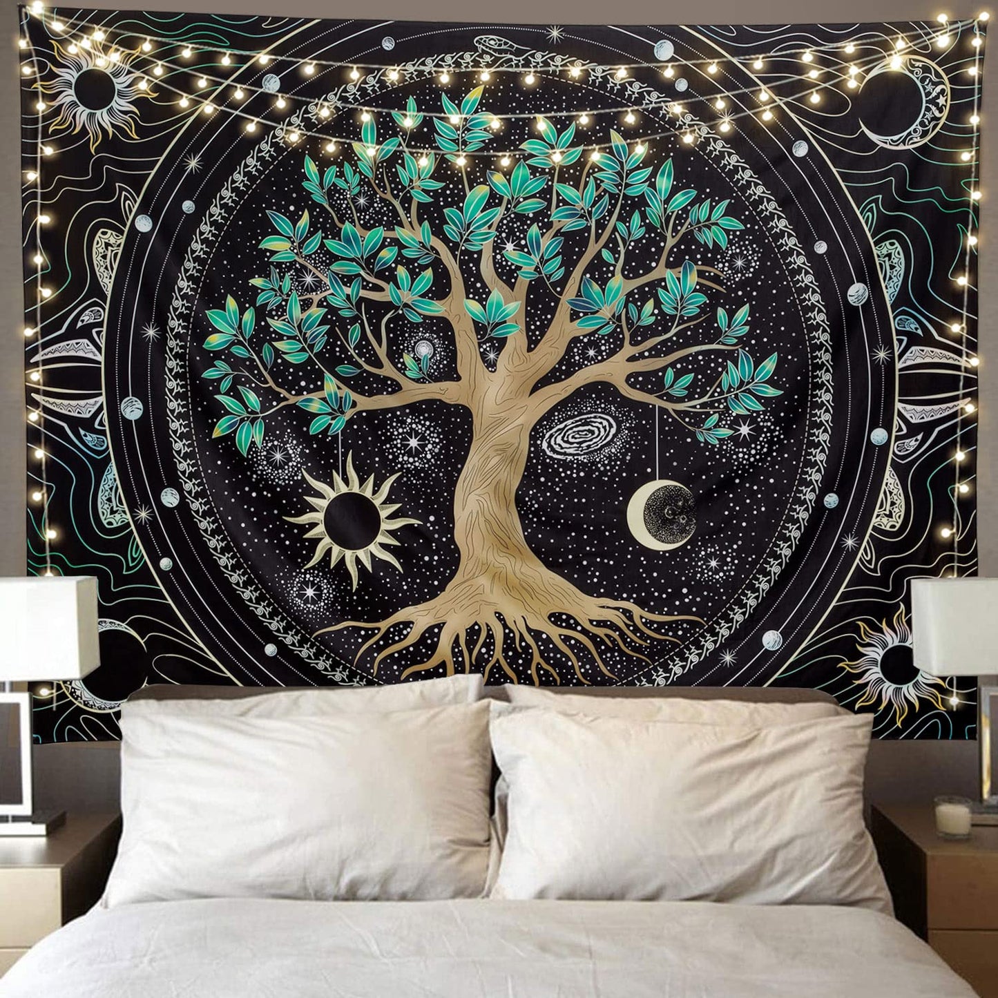 FLY SPRAY Tree of Life Tapestry Aesthetic Trippy Tapestries Wall Tapestry's Large Hippie Sun Moon Space Tapestrys Forest Wall Hanging Decor Vibrant Nature Home Talestry for Bedroom,Living Room,Ceiling