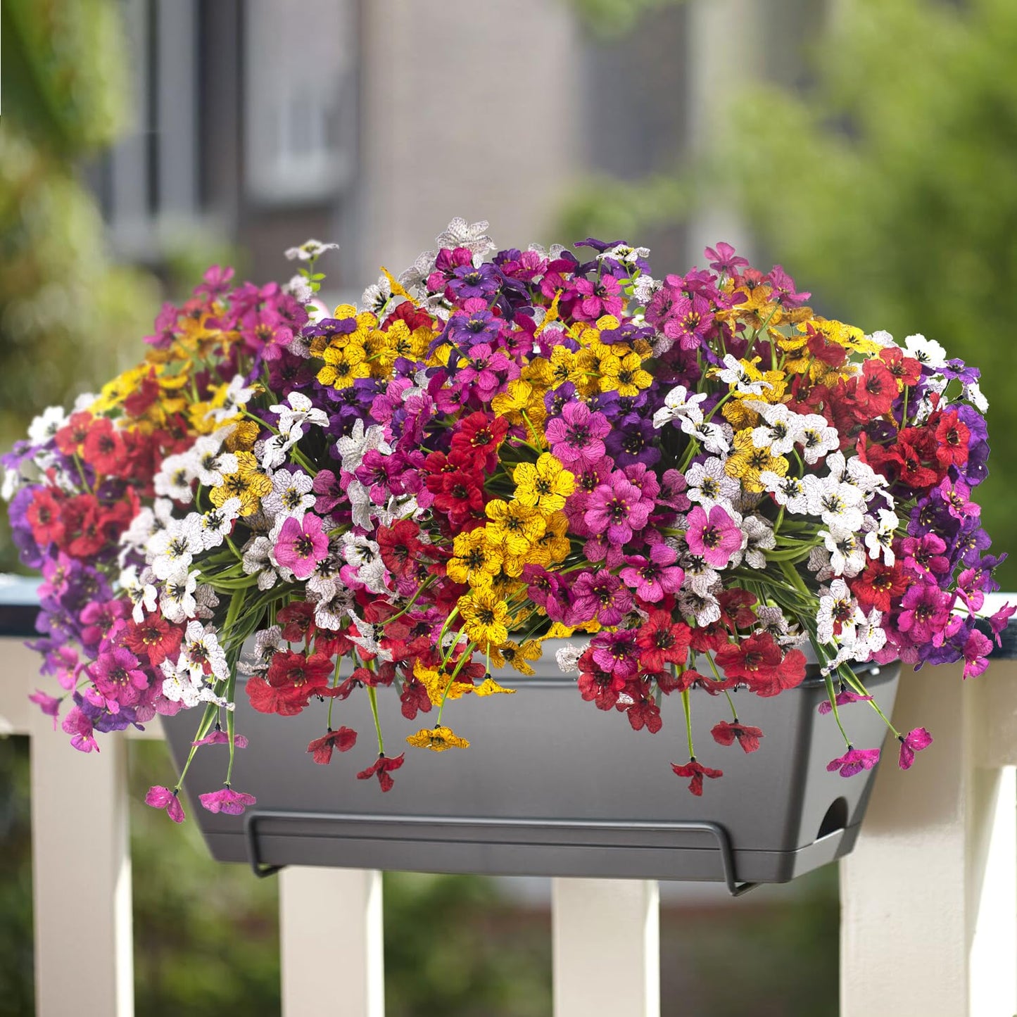 Grunyia 20 Bundles Artificial Flowers, Outdoor Indoor UV Resistant Fake Flowers No Fade Faux Plastic Plants Garden Porch Window Box Decoration