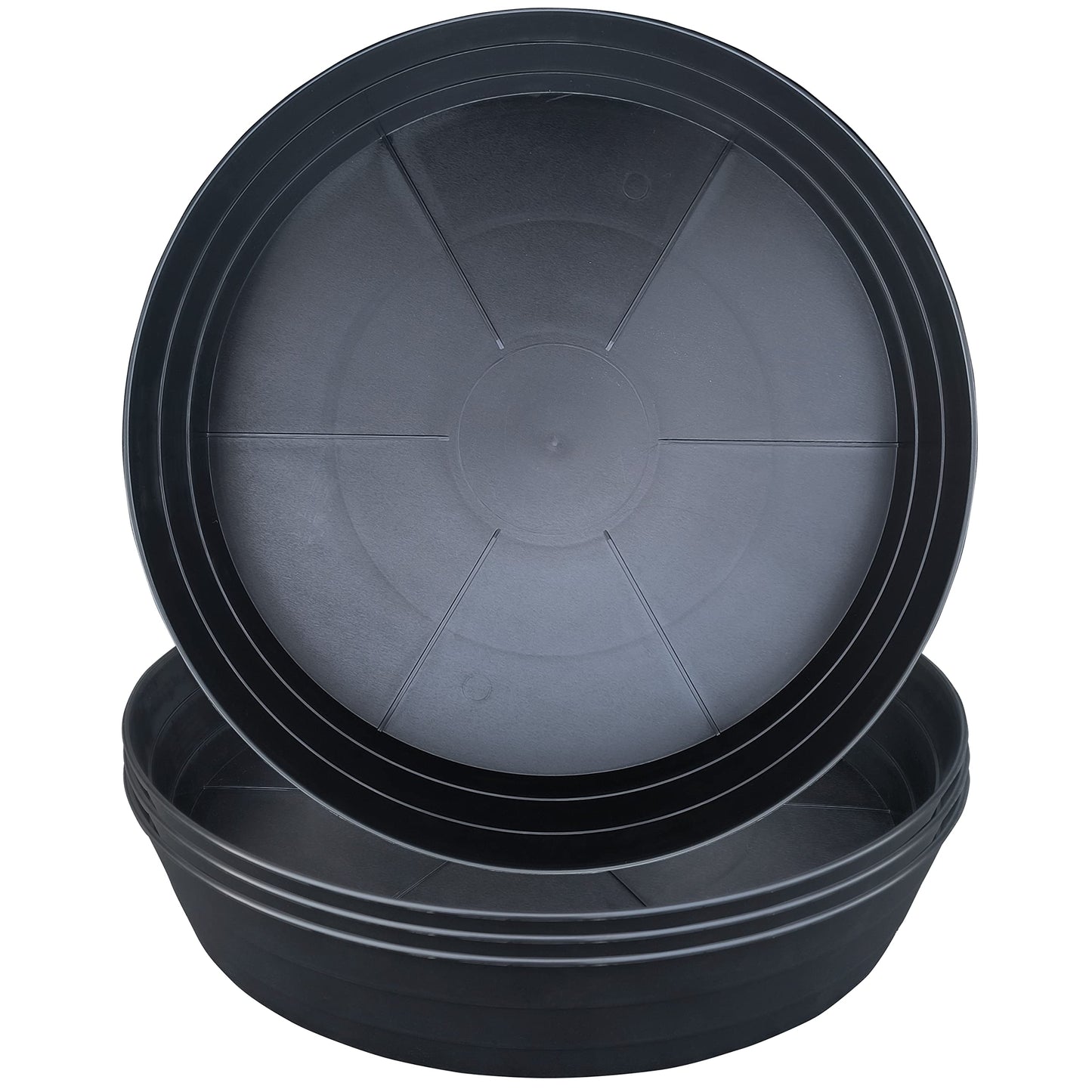 Plant Saucer 10 12 14 16 18 20 25 Inch Extra-Deep Plant Trays for Flower Pot, Heavy Drainage Tray for Indoors No Holes, 4 Pack of Plastic Plant saucers Water Catcher for Pots Base (10 Inch, Black)