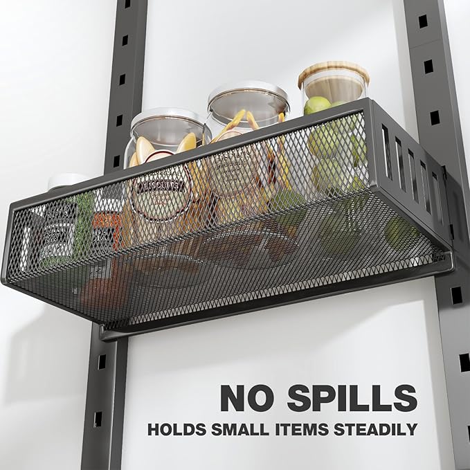 Pantry Door Organizers and Storage, 6-Tier Large Metal Heavy-Duty Frame Over the Door Spice Rack, 2 in 1 Wall-Mounted or Hanging shelf for Kitchen, Bathroom, Laundry Room, Bedroom, Closet &Nursery