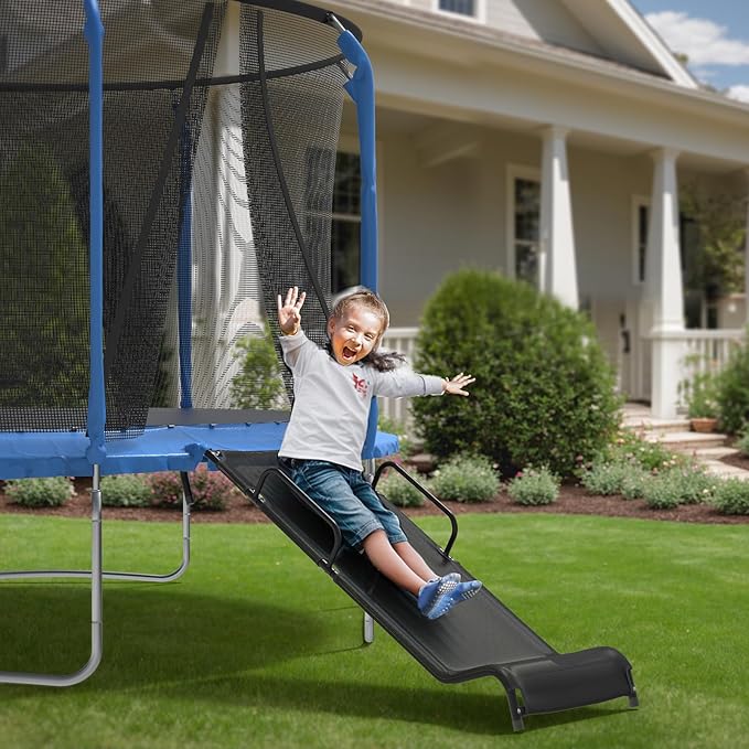 Universal Trampoline Slide 60" * 20" Slide with 2 Iron Plasticized Handles Buffer Bottom Wear-Resistant Fabric Safety Ladder for Kids and Toddle