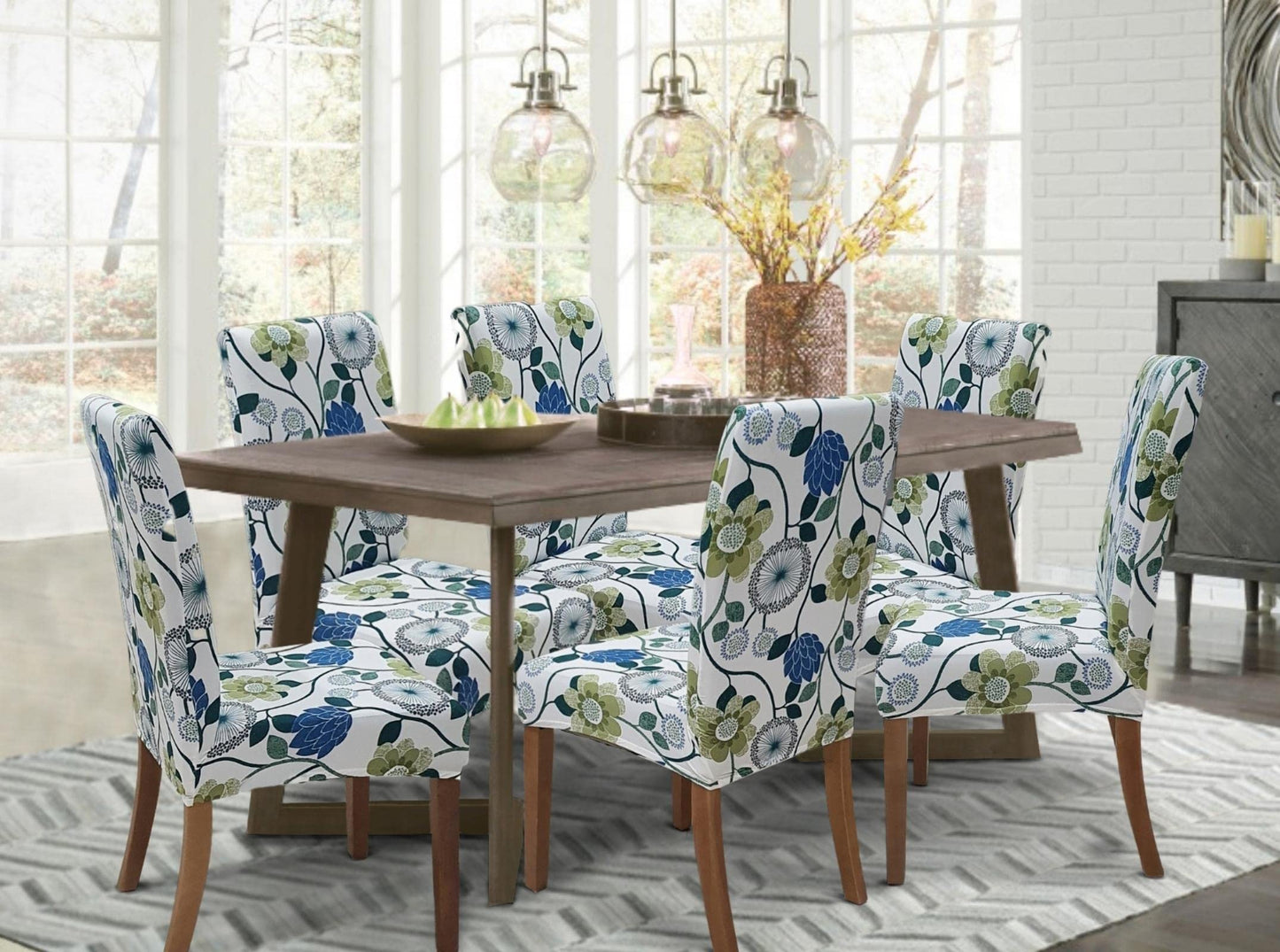 SPRINGRICO White Chair Covers for Dining Room Set of 4, Stretch Floral Dining Chair Cover, Washable Spandex Kitchen Parsons Chair Slipcovers, Seat Protector for Home or Party (4 Pack, FLORAL3)