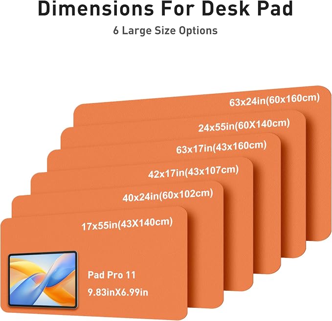Aothia Faux Leather Desk Mat - Large Mouse Pad, Non-Slip PU Leather Blotter, Waterproof Writing Surface for Office and Home (Hermes Orange, 40" x 24")