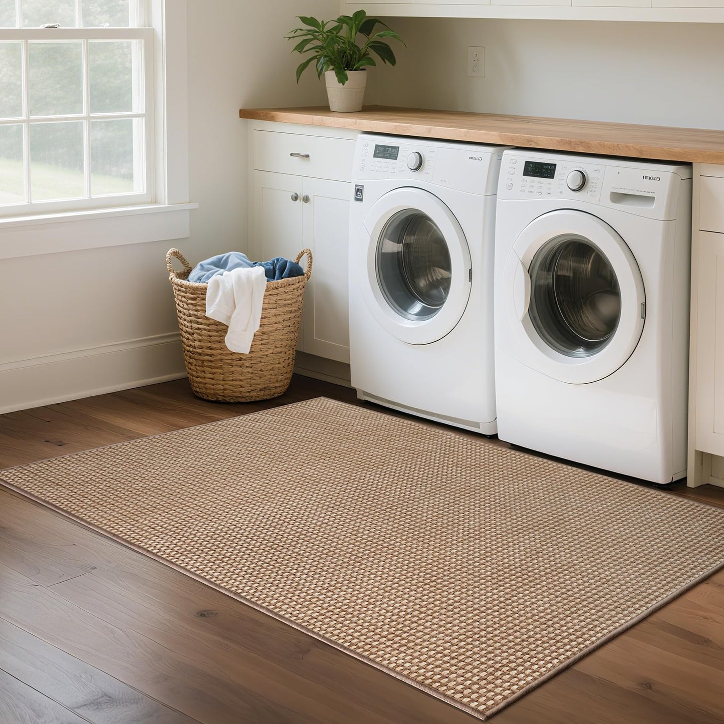 YDKGL 3x5 ft Area Rug Entryway Runner Rug Non Slip Washable, Boho Woven Kitchen Runner Rugs Door Mat Entry Rugs Carpet for Indoor Foyer Backdoor Hallway Floor Bedroom Living Room, Easy Clean, Brown