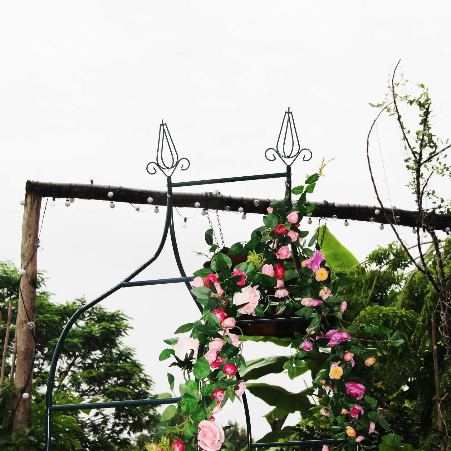 Thorise 8.3 Ft H x 4.6 Ft W Metal Pergola Arbor for Various Climbing Plant Wedding Garden Arch Bridal Party Decoration Wide Arbor