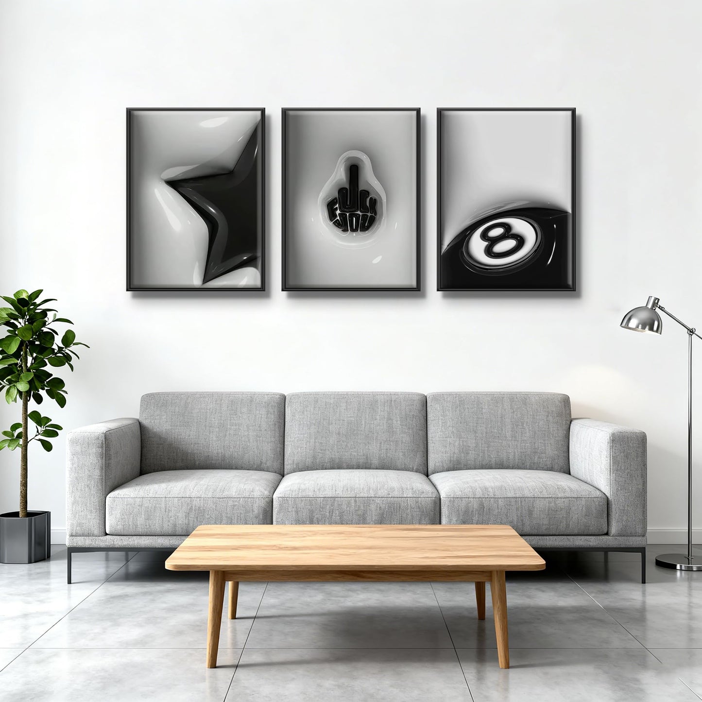 WNRTEKNK 3Pcs Lucky 8 Ball Wall Art Black And White Pictures Y2K Wall Decor Trendy Star Canvas Funky Lucky Preppy Painting Print for Apartment Dorm Teenager Room 12X16 in UNFRAMED Poster