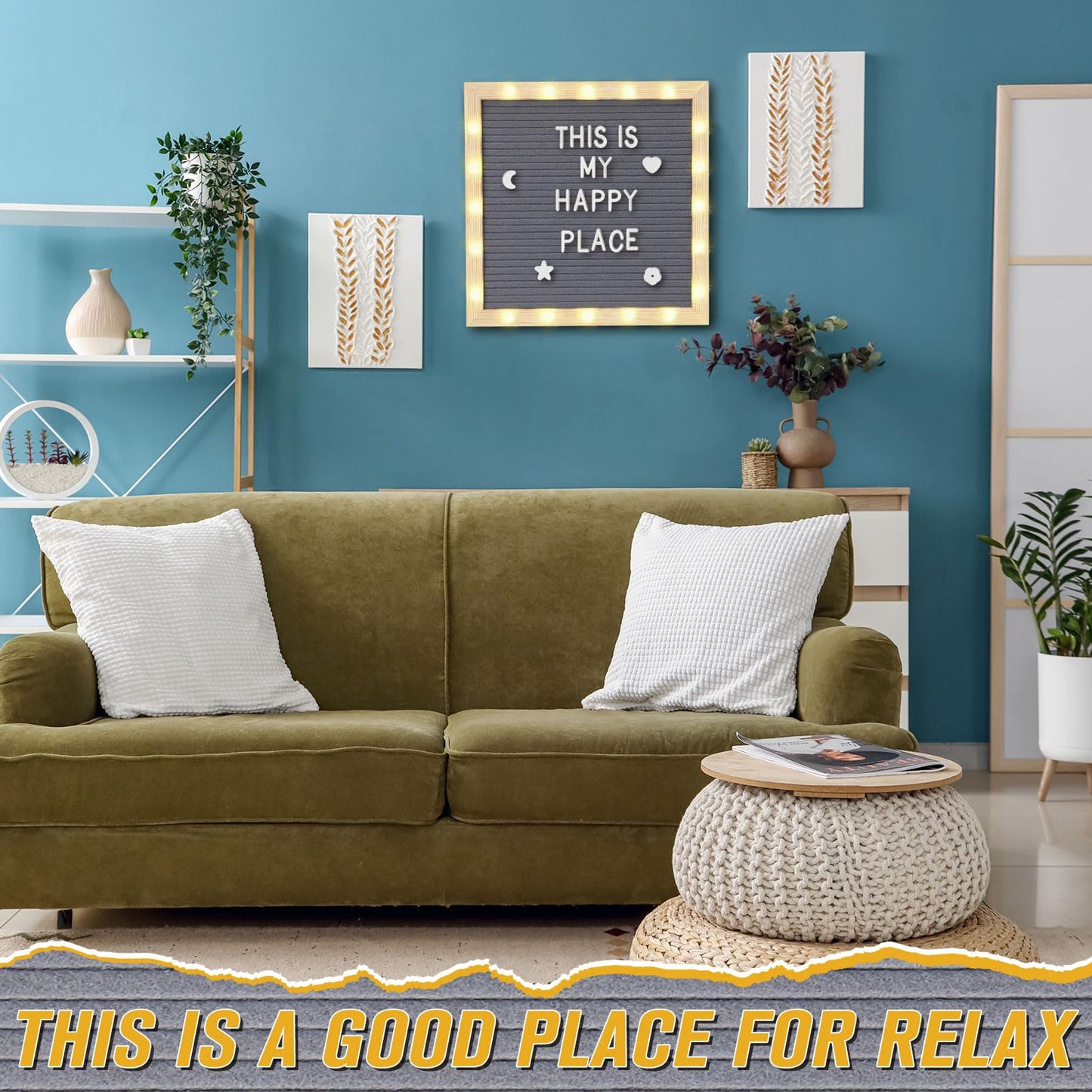 wearage 10x 10 Inch Changeable Felt Letter Board with LED Lights, Message Custom Felt Letter Board with Wooden Stand and 340 Letters for Pregnancy Announcement Classroom Decor Poster (Grey）