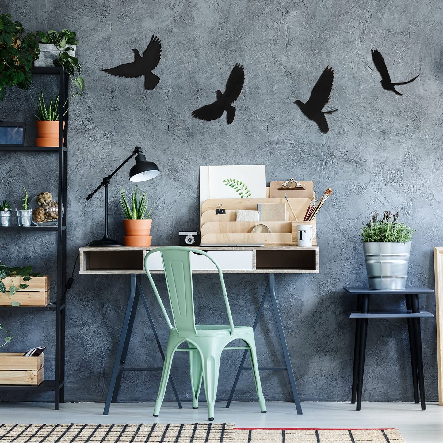 Blulu 4 Pieces Wooden Bird Wall Decor Flying Bird Sculptures Wall Art Decor Silhouette Art Wooden sign for Home Living Room Bedroom Kitchen Hanging Decoration, 4 Size