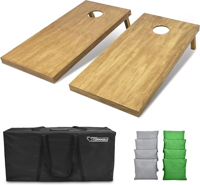 GoSports 4 ft x 2 ft Regulation Size Wooden Cornhole Boards Set - Includes Carrying Case - Full Regulation Size Bean Bag Toss Boards