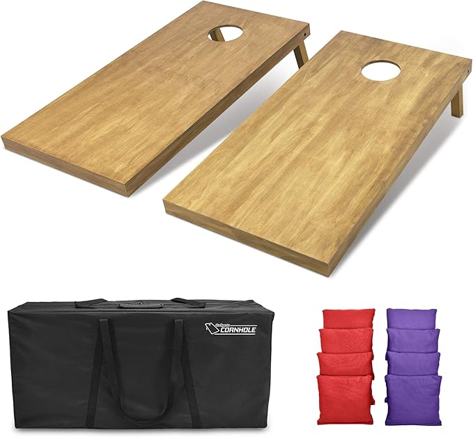 GoSports 4 ft x 2 ft Regulation Size Wooden Cornhole Boards Set - Includes Carrying Case - Full Regulation Size Bean Bag Toss Boards