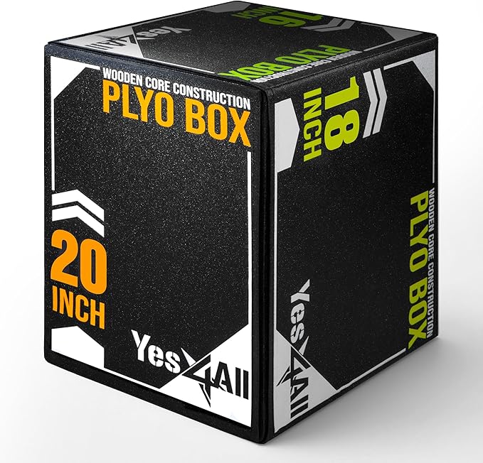 Yes4All 3-in-1 Soft-Padded Plyo Box With Wooden Core, Non-Slip Multi-Use Cushioned Plyometric Jump Box with Vinyl Cover for Jumping, Conditioning, Strength Training