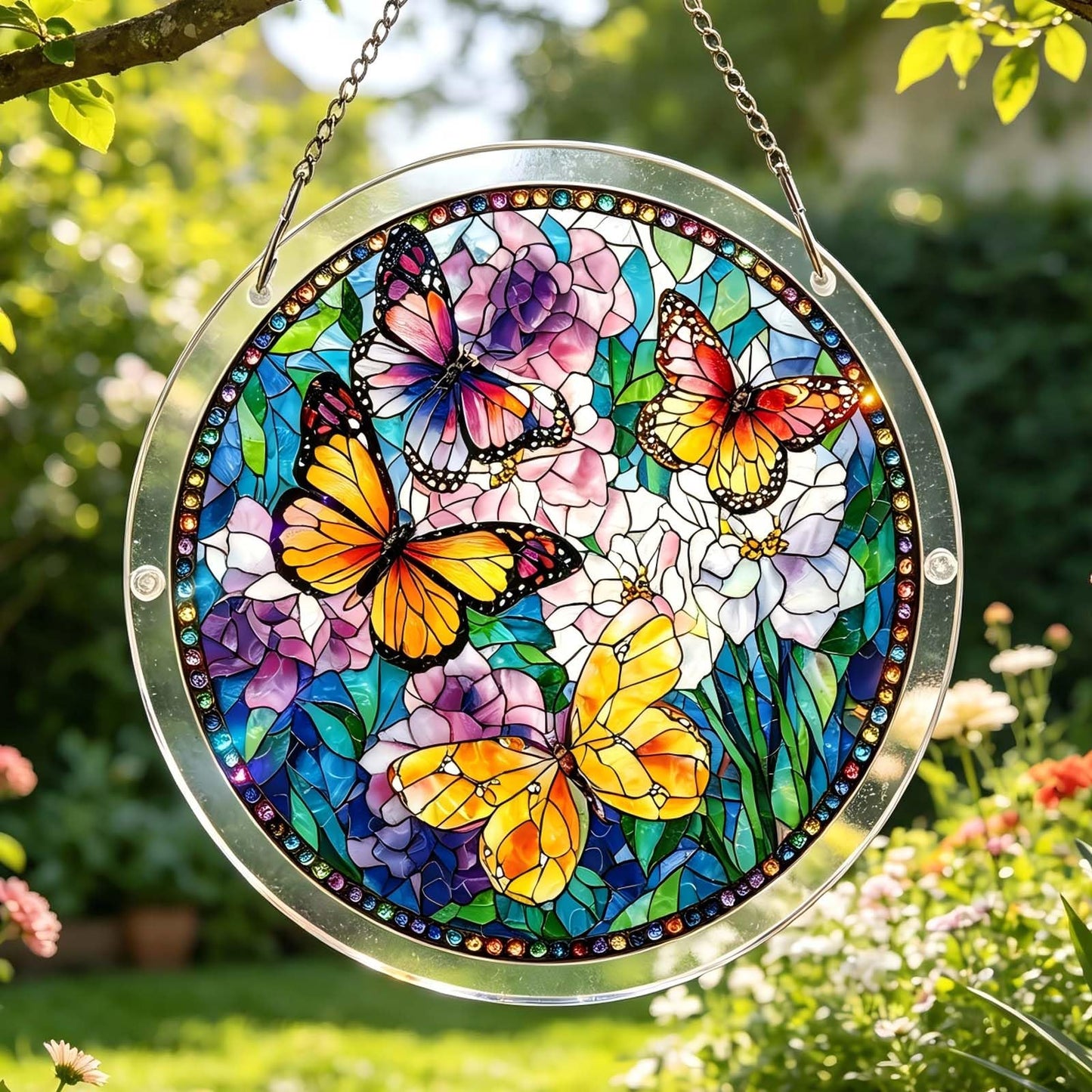 Acrylic Jigsaw Puzzle Suncatcher, 83 Pieces Sun Catcher Puzzle for Adults, Stained Glass Window Hanging, DIY Acrylic Puzzle Home Decor Gift for Women Men Mom (1, 02)