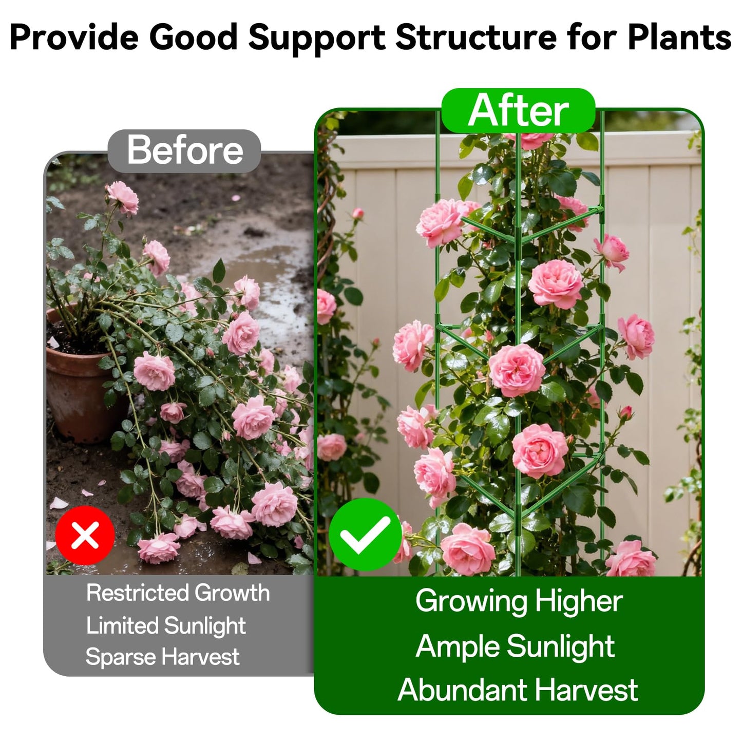 Halatool 57 Inch Tall Tomato Cages, 4 Pack Heavy Duty Metal Plant Supports Stakes for Garden, Adjustable Foldable Steel Trellis for Climbing Plants Cucumbers Peppers Cherry Flowers Vegetables Fruits