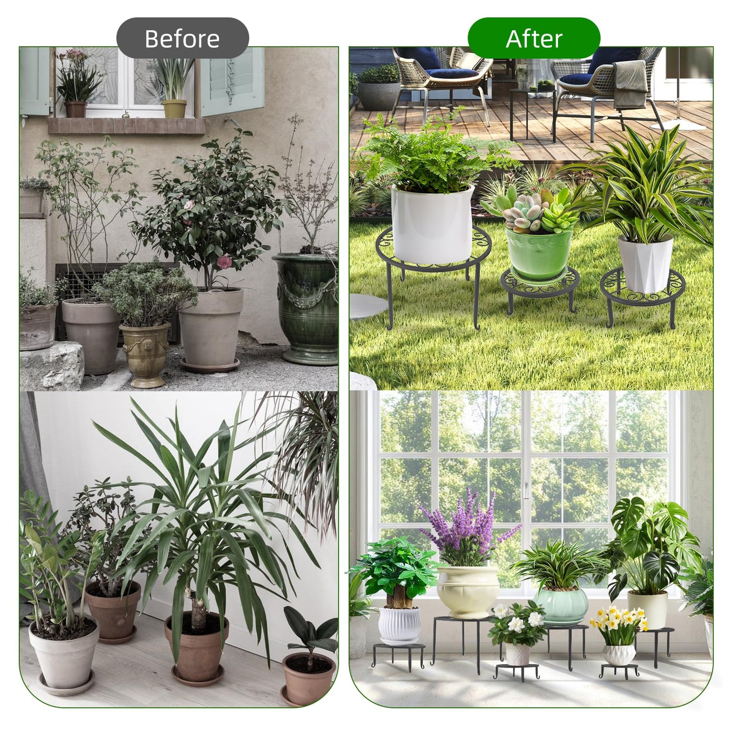 6 Pack Outdoor Plant Stand, Heavy Duty Metal Plant Stand, Flower Pot Stand Indoor Outdoor , Rust Proof Iron Planter Stand, Multi-Size Plant Pot Stands, Pot Stands for Plants Indoor Home Garden Patio