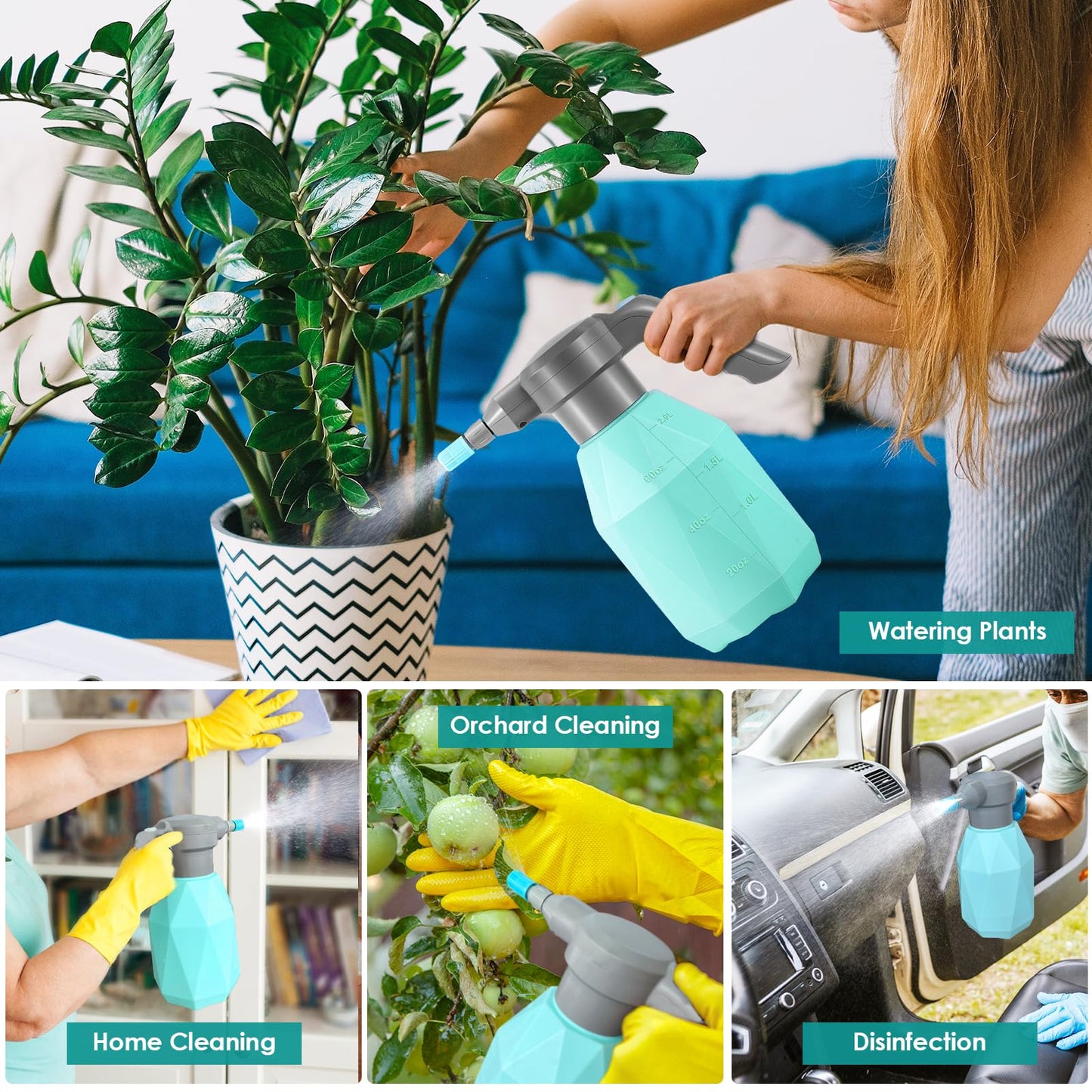 SideKing 0.5 Gallon Electric Spray Bottle Plant Mister for Indoor/Outdoor Plants, 2L Automatic Watering Can Rechargeable Battery Powered Sprayer with Adjustable Spout for Garden, Fertilizing, Cleaning