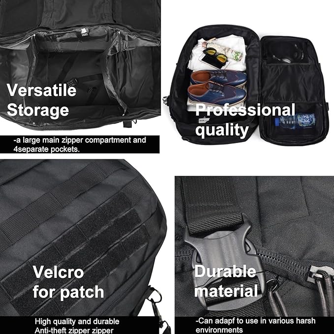 3 In 1 Tactical 30L Military Backpack Travel Duffle Bag for Weekender Gym Workout Deployment