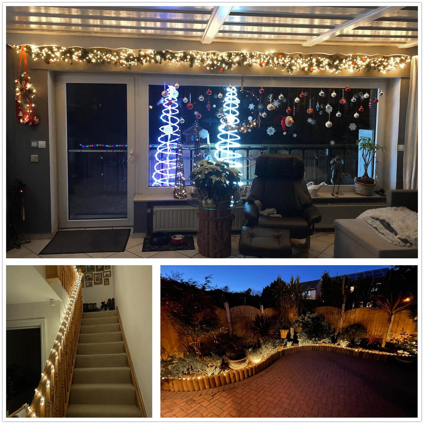 Buyagn 100Ft Warm White LED Rope Lights, 110v Waterproof Indoor/Outdoor String Lights, Cuttable, 1080 LEDs Rope Lights for Outside, Garden, Patio, Deck, Halloween and Christmas Decorations