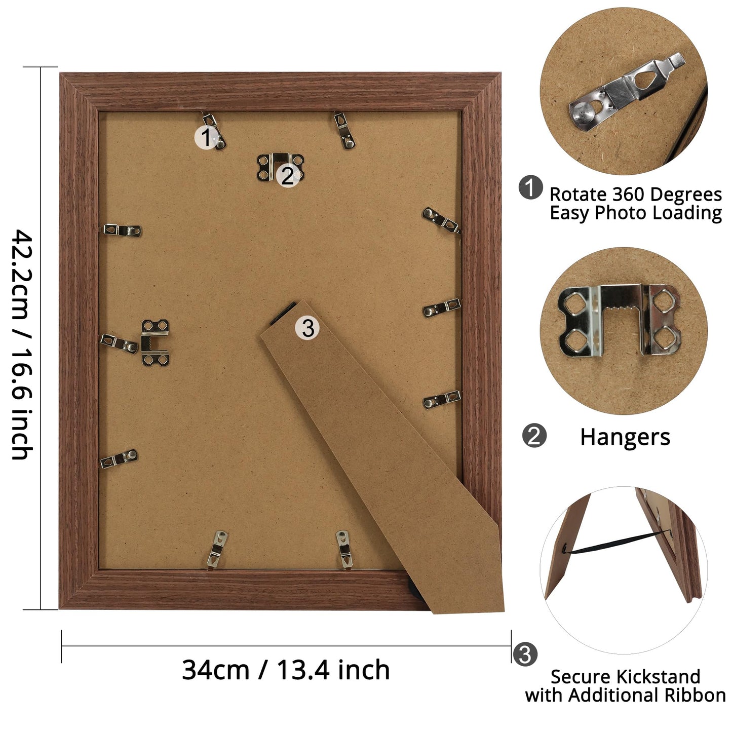GraduationMall 11x14 Wooden Picture Frames,Display Photos 8x10 with Mat or 11x14 Without Mat,UV Protection Acrylic,Wall or Tabletop Display,Rustic Brown Set of 2