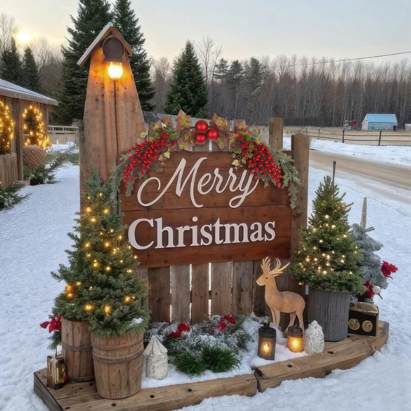 GhuaH Christmas Swag for Front Door 49" Artificial Door Swag Xmas Decorative with Red Berries Xmas Balls Christmas Swags for Stair Fireplace Mantle Mailbox Window Holiday Decor
