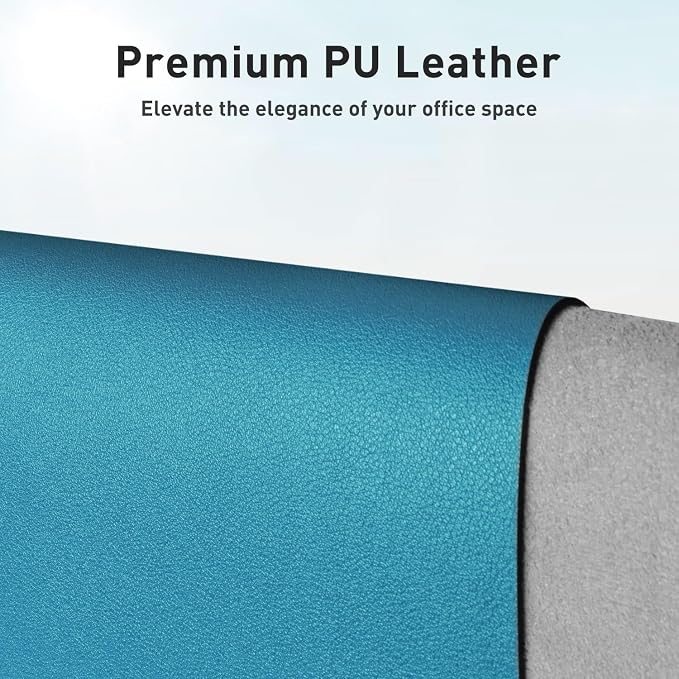 Aothia Faux Leather Desk Mat - Non-Slip PU Leather Desk Blotter, Waterproof Writing Surface, Large Desk Pad for Office & Home (Turquoise, 55" x 24")