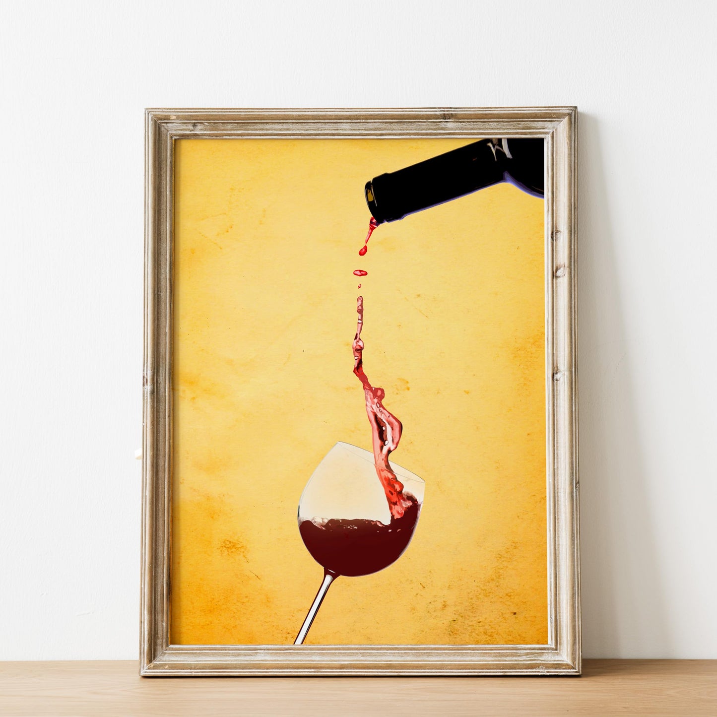 AMERICAN LUXURY GIFTS Red Wine Pouring Glass - Modern Elegant Beverage Wall Art - Kitchen Dining Room Bar Decor & Hostess Gift - 8x10 Unframed Print